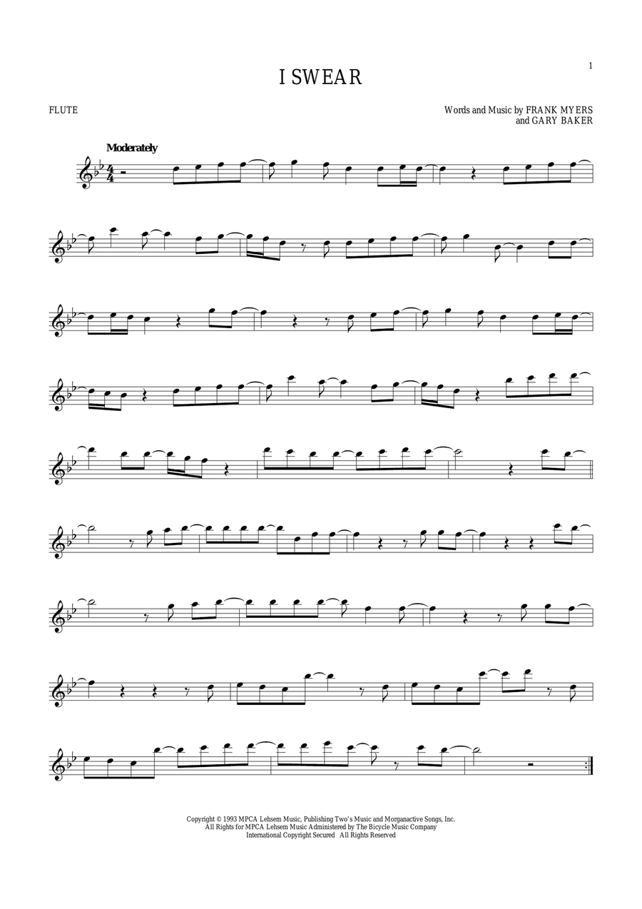 I Swear Flute Solo scores gallery preview page 1