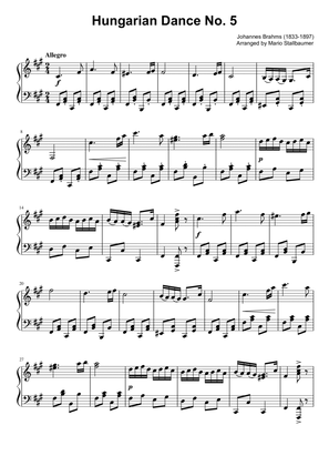 Hungarian Dance No. 5 - Piano Solo (F# minor)