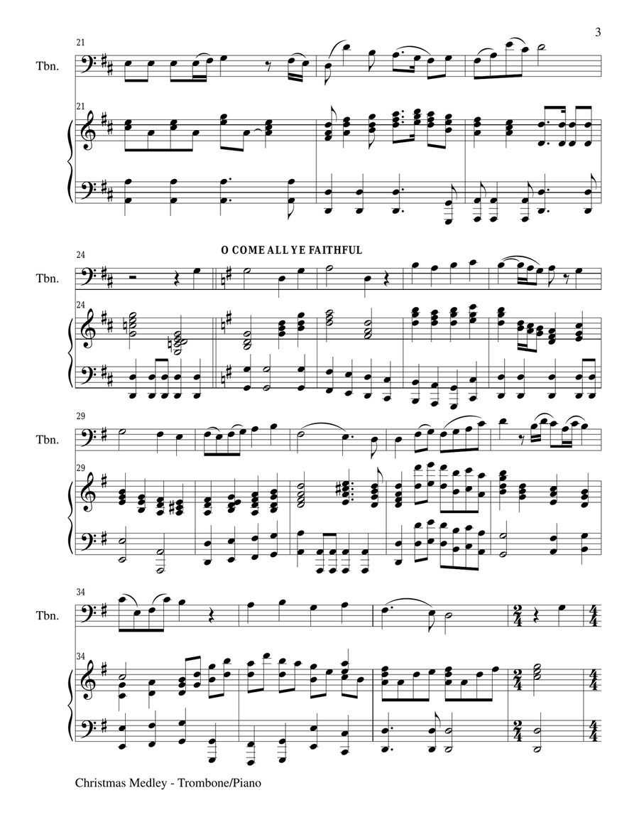 CHRISTMAS JOY MEDLEY (Sing-A-Long with Trombone and Piano) Small Ensemble scores gallery preview page 3