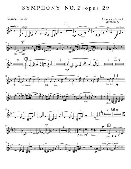 Symphony No. 2, opus 29 for Bb Clarinet