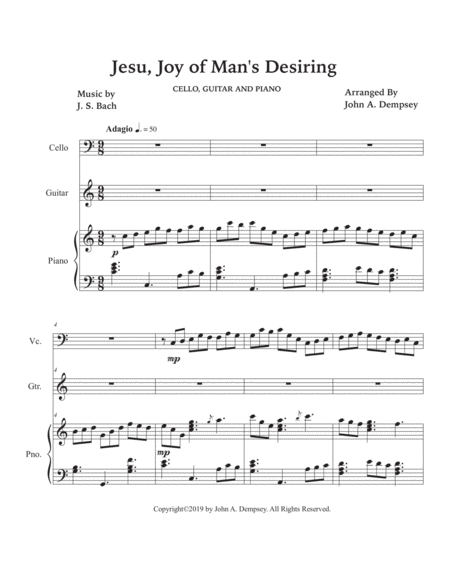 Jesu, Joy of Man's Desiring (Trio for Cello, Guitar and Piano) image number null