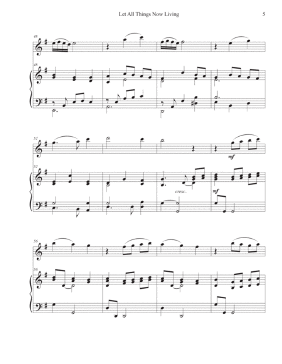 Let All Things Now Living (Violin-Piano) Violin Solo scores gallery preview page 5