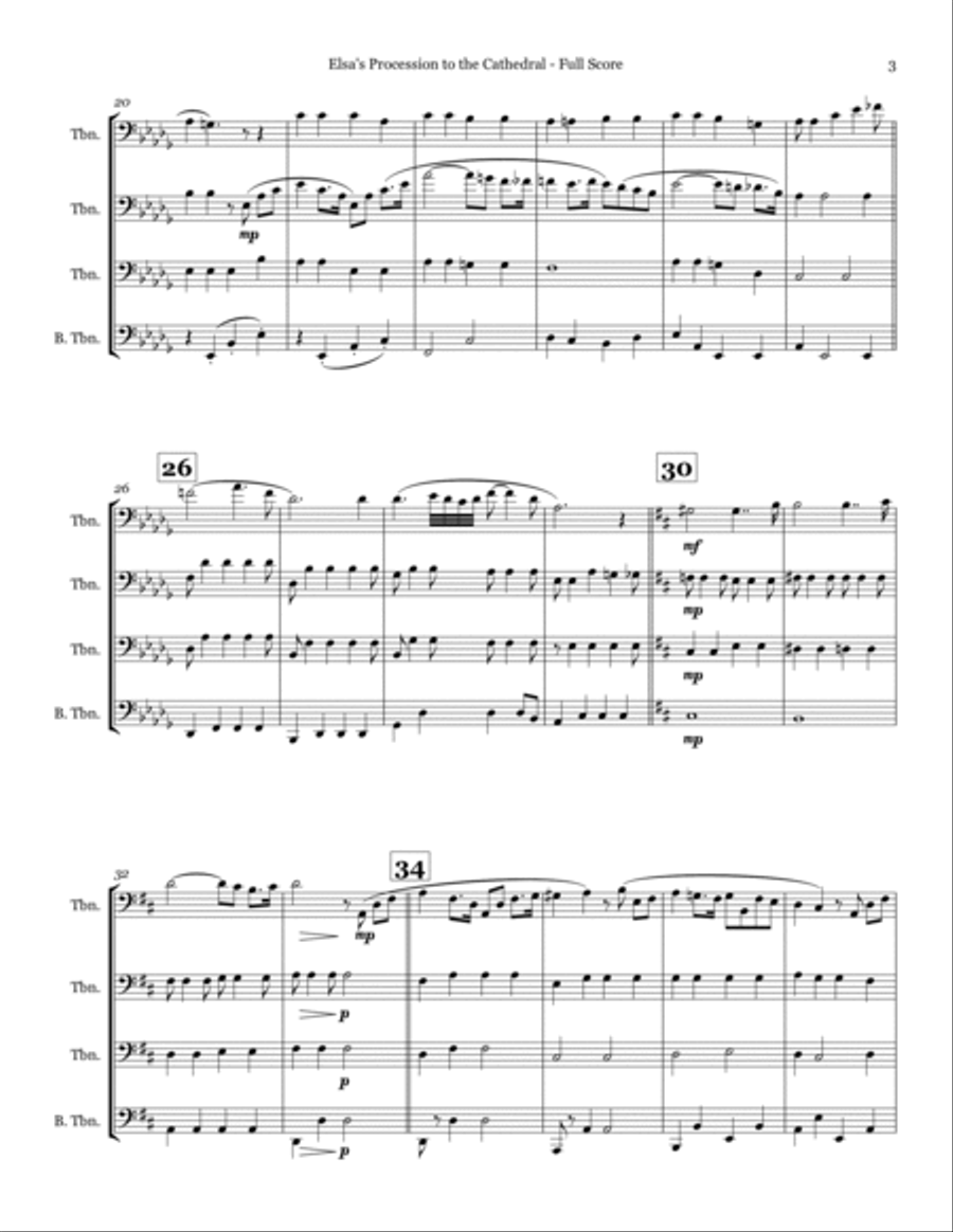 Elsa's Procession to the Cathedral - Trombone Quartet Trombone Quartet scores gallery preview page 3