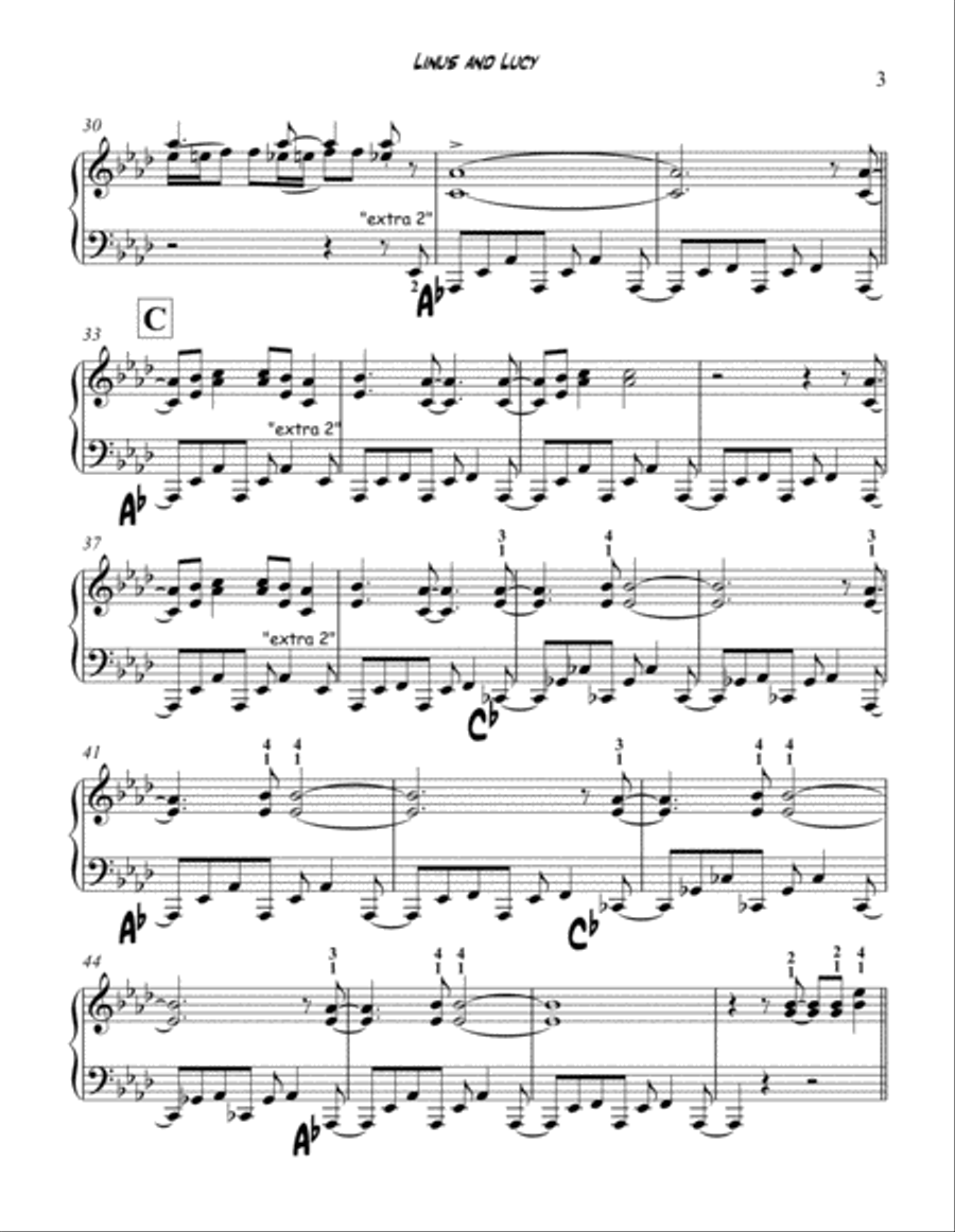 Linus And Lucy Piano Solo scores gallery preview page 3