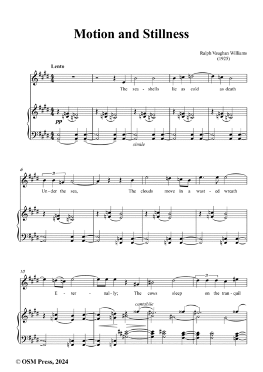 Vaughan Williams-Motion and Stillness(1925),in E Major Voice scores gallery preview page 2