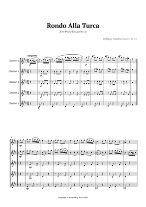 Book cover for Rondo Alla Turca by Mozart for Clarinet Quintet