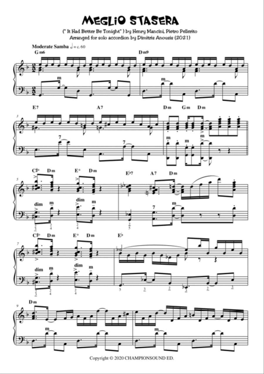 Meglio Stasera Accordion scores gallery preview page 3