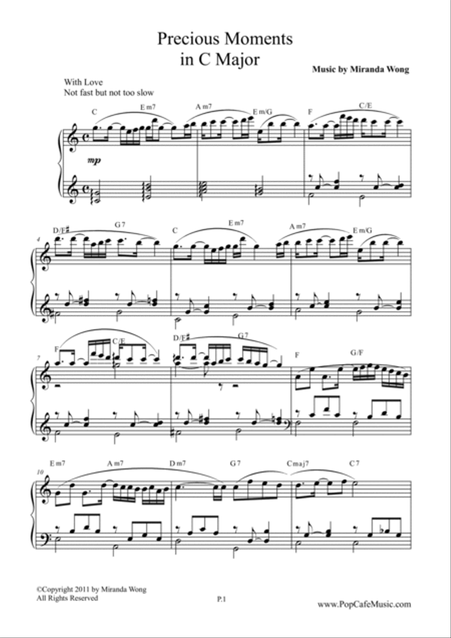 Precious Moments in C Key - Wedding Piano Music Precious Moments in C Key - Wedding Piano Music 4-Part scores gallery preview page 2