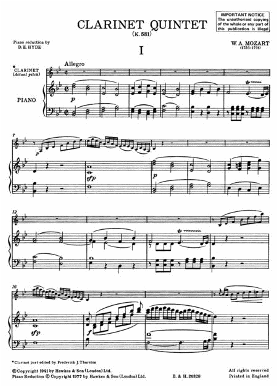 Clarinet Quintet in A, K.581 Clarinet Solo scores gallery preview page 2