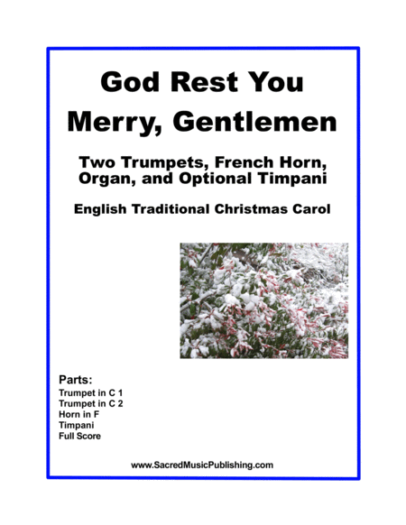 God Rest You Merry Gentlemen - Two Trumpets, French Horn, Organ, and Optional Timpani image number null