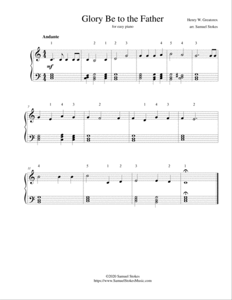 Glory Be to the Father (Greatorex setting) - for easy piano Easy Piano scores gallery preview page 1