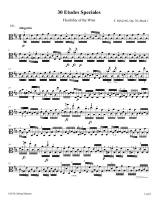Mazas, Etudes for Viola Op 36, Book 1, No.21