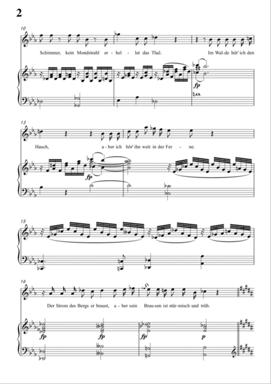 Schubert-Die Nacht in c minor,D.534,for Vocal and Piano Voice scores gallery preview page 3