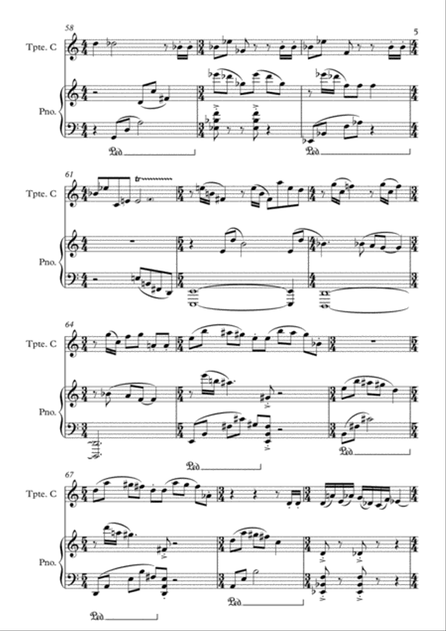 SONATINA For Trumpet and Piano by Danilo Lamas Trumpet Solo scores gallery preview page 5