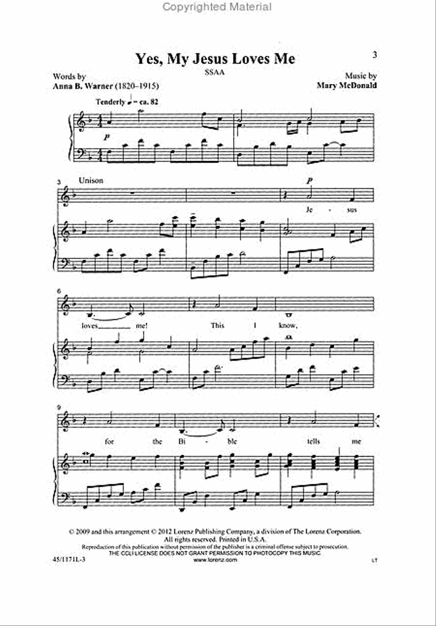 Yes, My Jesus Loves Me SSAA scores gallery preview page 2