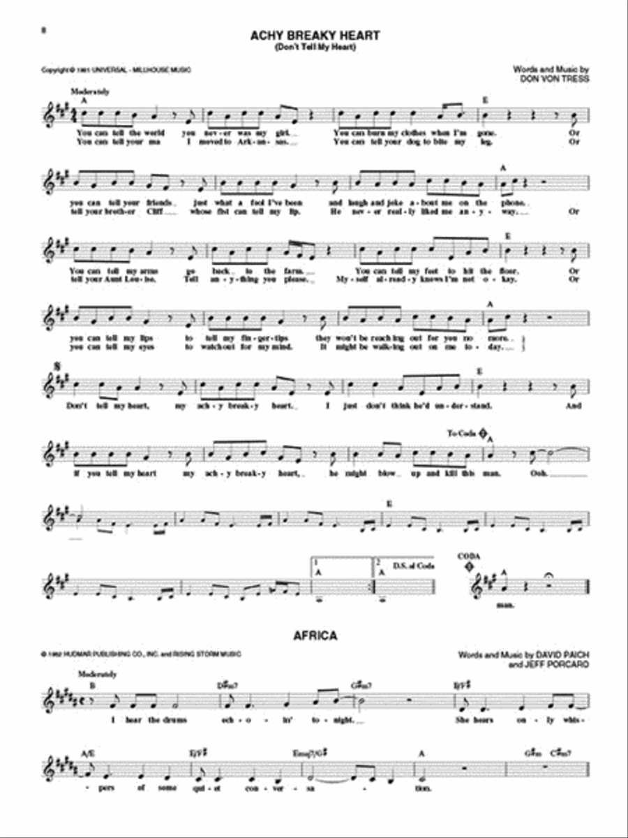 The Best Rock Pop Fake Book Piano scores gallery preview page 2