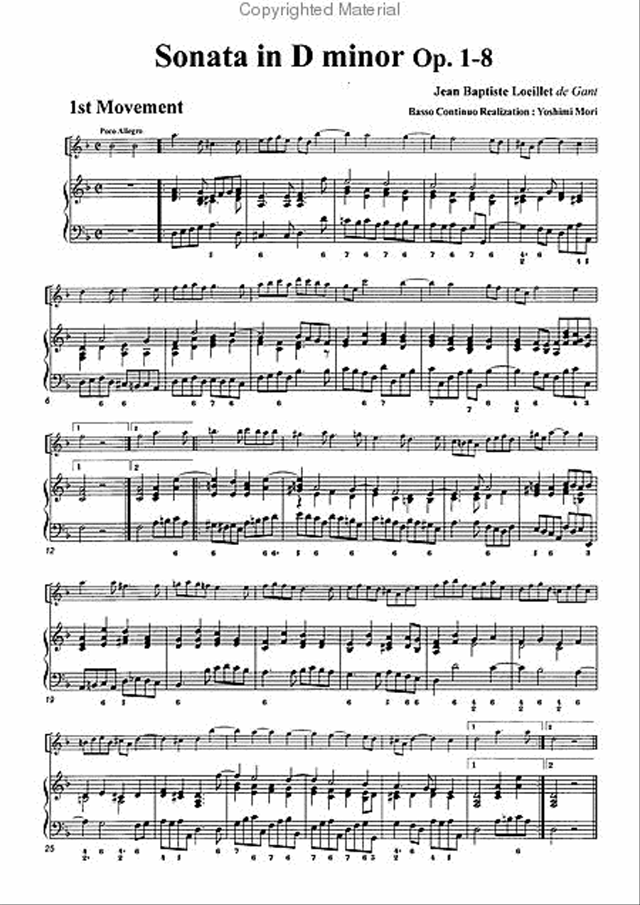 Sonata in D minor, Op. 1-8 Alto Recorder scores gallery preview page 3