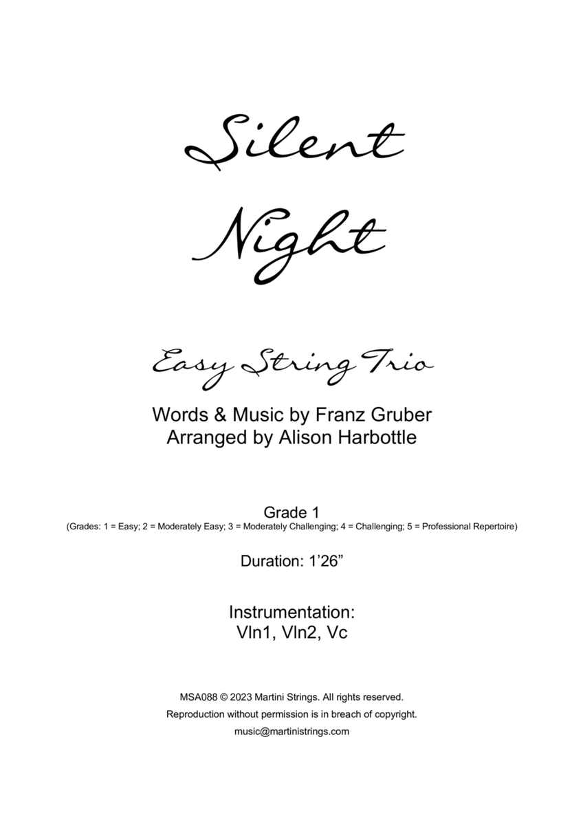 Silent Night - easy string trio image number null