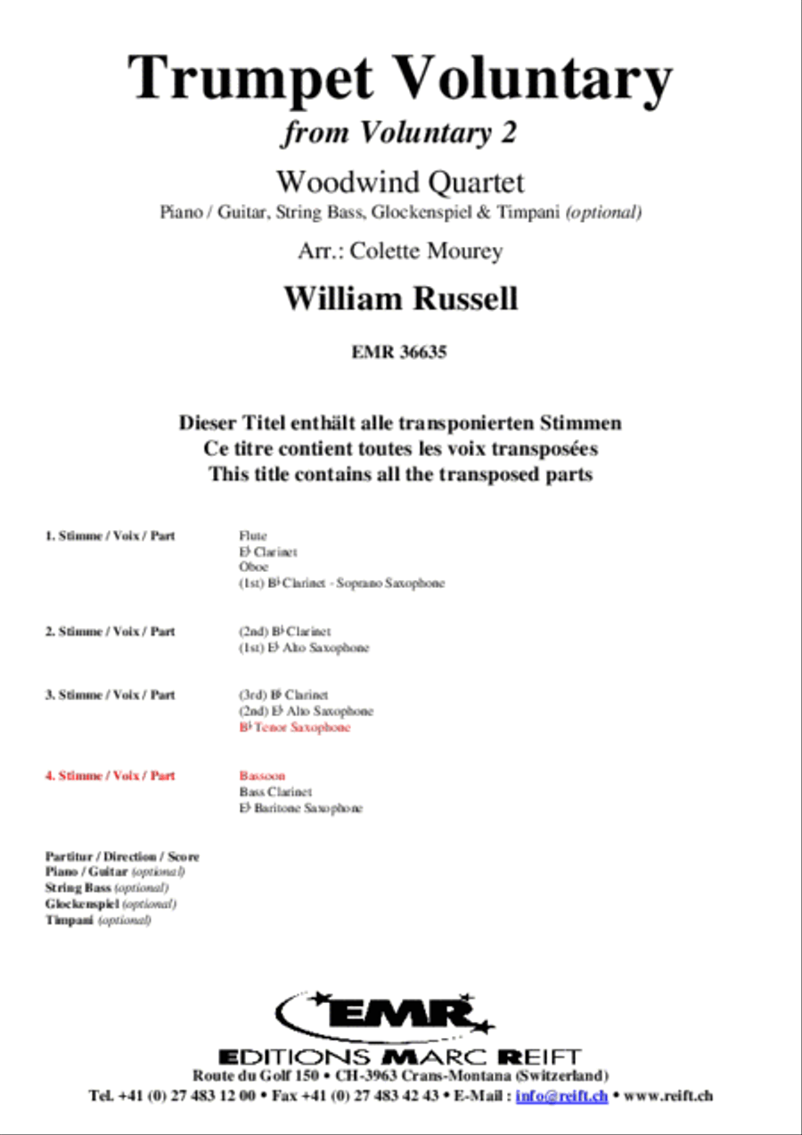 Trumpet Voluntary Woodwind Quartet scores gallery preview page 2
