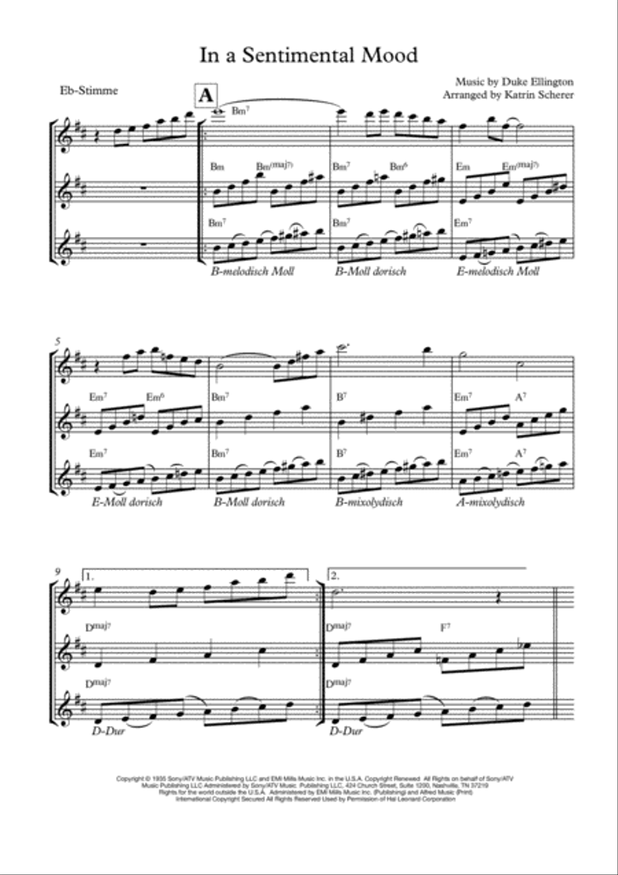 In A Sentimental Mood Alto Saxophone scores gallery preview page 1