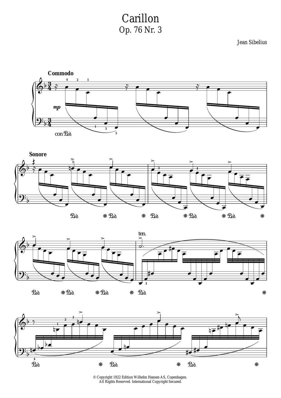 13 Morceaux, Op.76 - III. Carillon Piano Solo scores gallery preview page 1