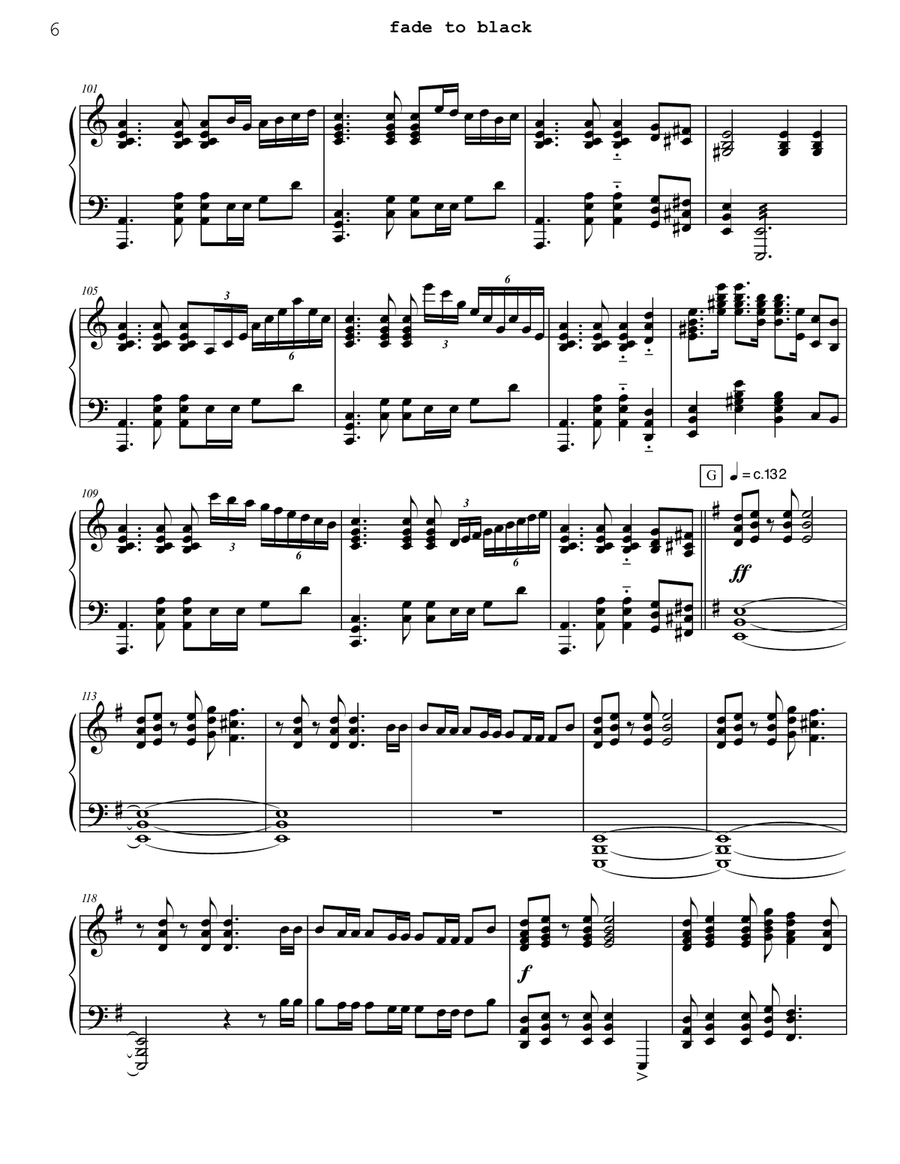 Fade To Black Piano Solo scores gallery preview page 6