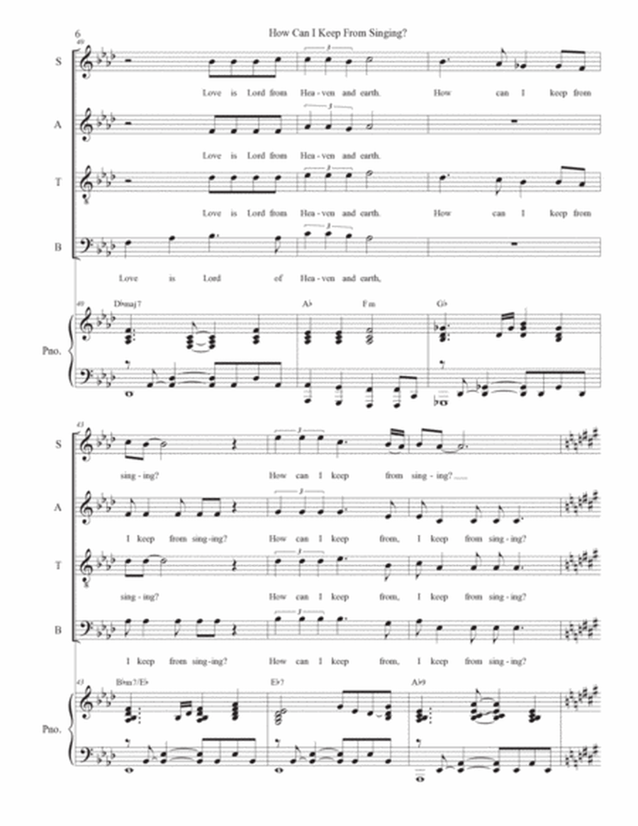 How Can I Keep From Singing? (SATB) image number null