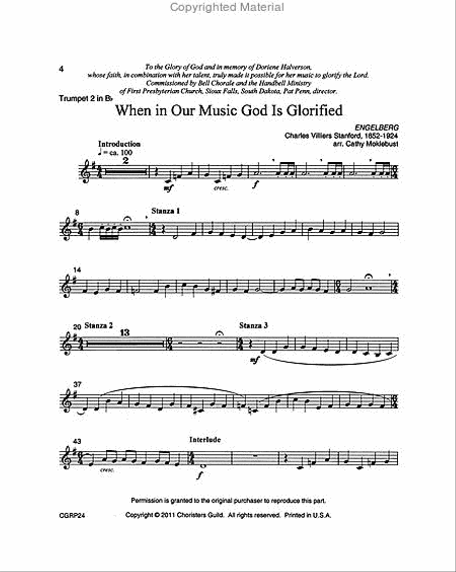 When in Our Music God Is Glorified Inst Reproducible Instrumental Parts Trumpet scores gallery preview page 4