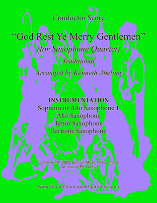 Book cover for God Rest Ye Merry Gentlemen (for Saxophone Quartet SATB or AATB)