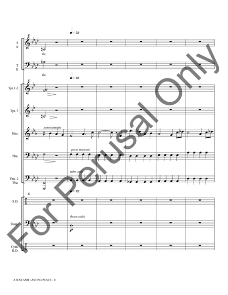 A Just And Lasting Peace (Brass and Percussion Score/Parts) Choir scores gallery preview page 12
