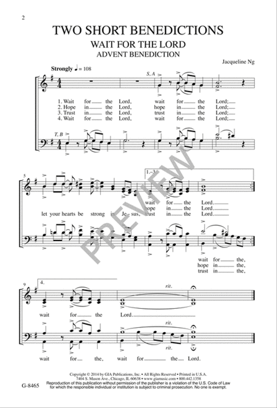 Two Short Benedictions 4-Part scores gallery preview page 3
