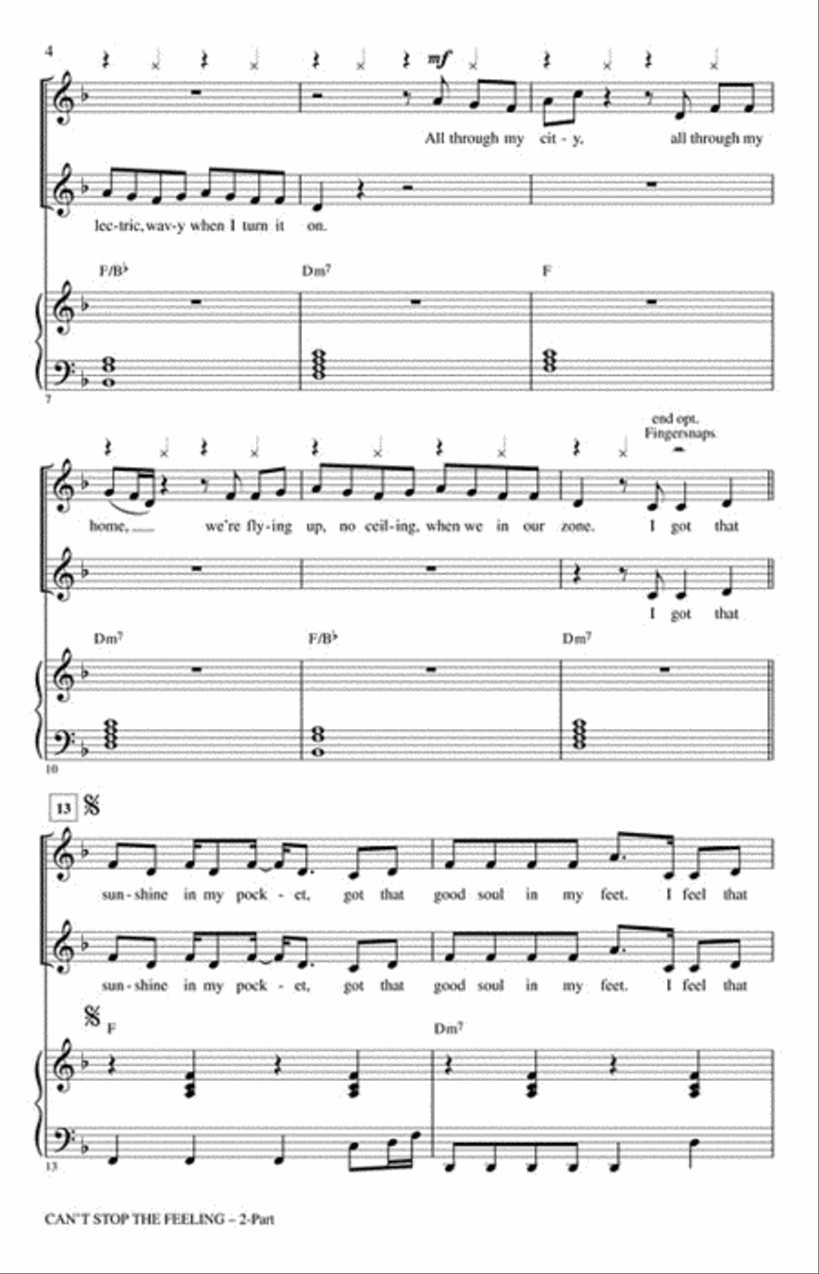 Can't Stop the Feeling 2-Part scores gallery preview page 3