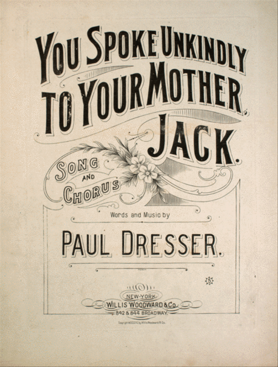 You Spoke Unkindly To Your Mother, Jack. Song and Chorus Choir scores gallery preview page 1