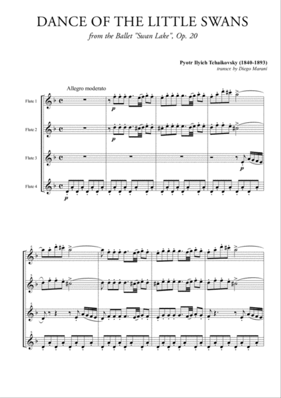 Dance of the Little Swans for Flute Quartet Flute Quartet scores gallery preview page 3