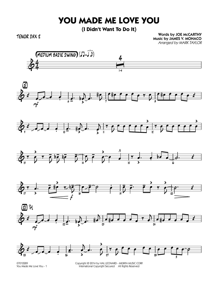 You Made Me Love You (I Didn't Want to Do It) - Tenor Sax 2