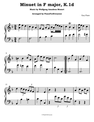 Book cover for Minuet in F major, K.1d - Mozart (Easy Piano)
