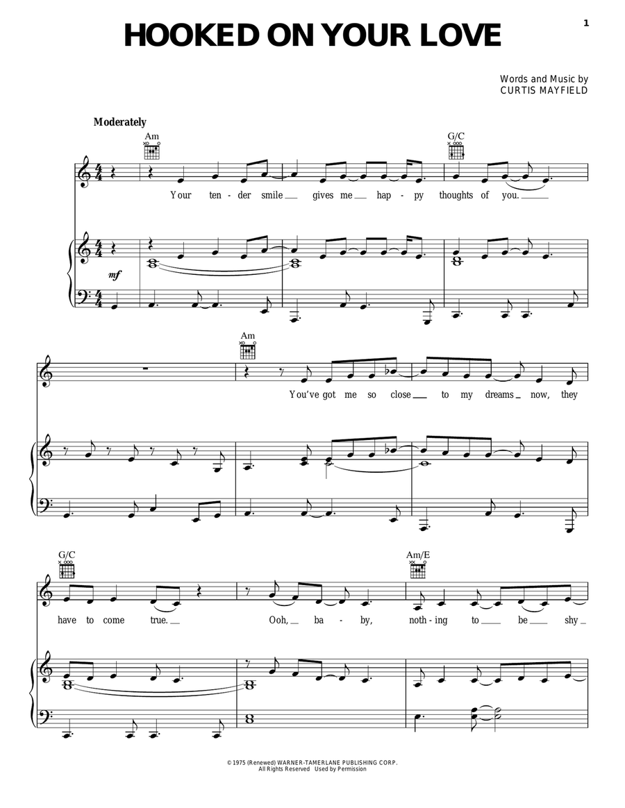 Hooked On Your Love Hooked On Your Love Piano, Vocal, Guitar scores gallery preview page 1