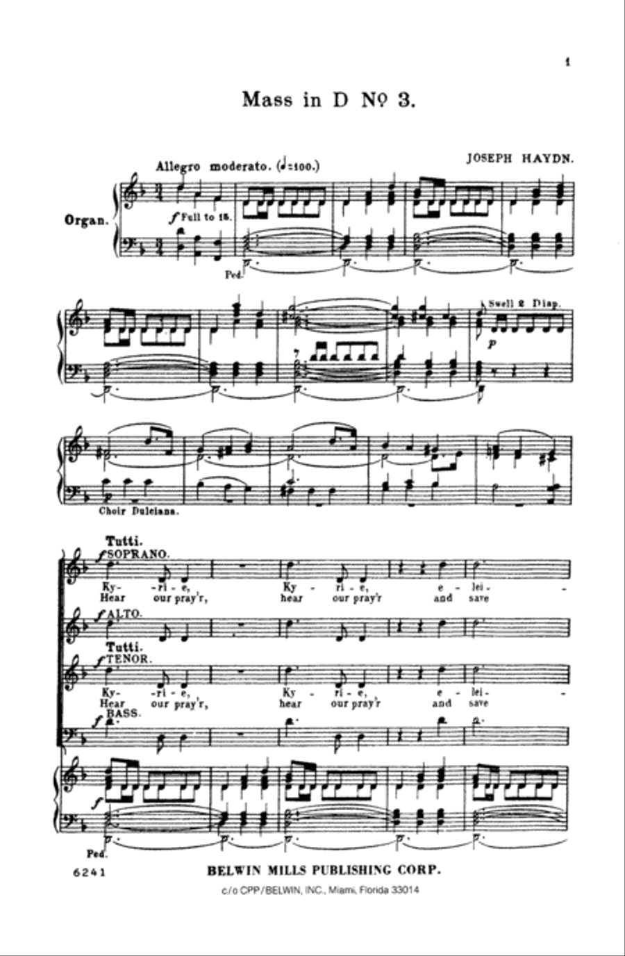 Mass No. 3 in D Minor (Lord Nelson or Imperial) 4-Part scores gallery preview page 2
