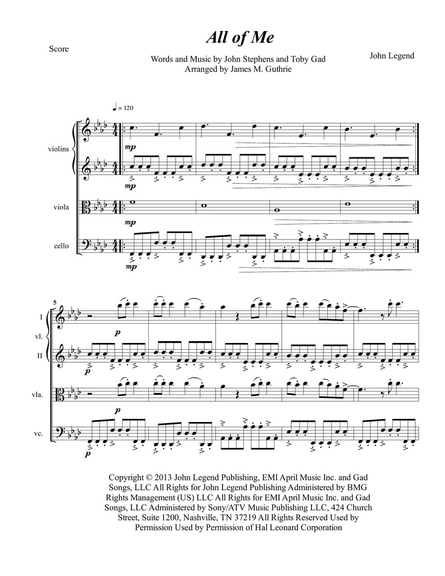 All Of Me String Quartet scores gallery preview page 1