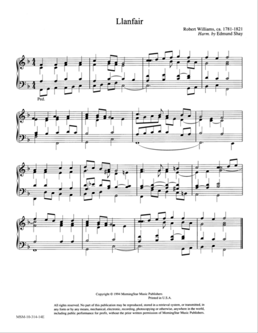 Llanfair Llanfair Organ scores gallery preview page 1