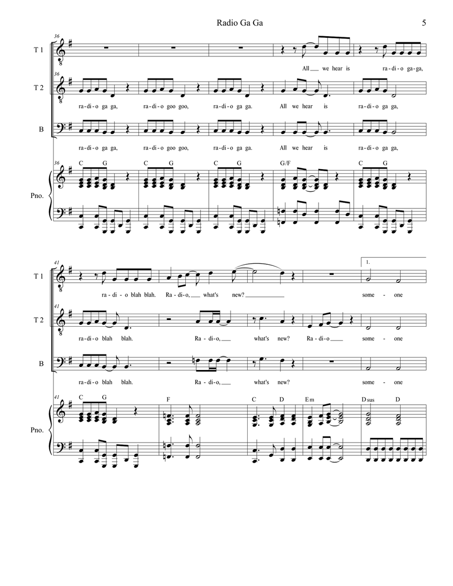 Radio Ga Ga TTB scores gallery preview page 5