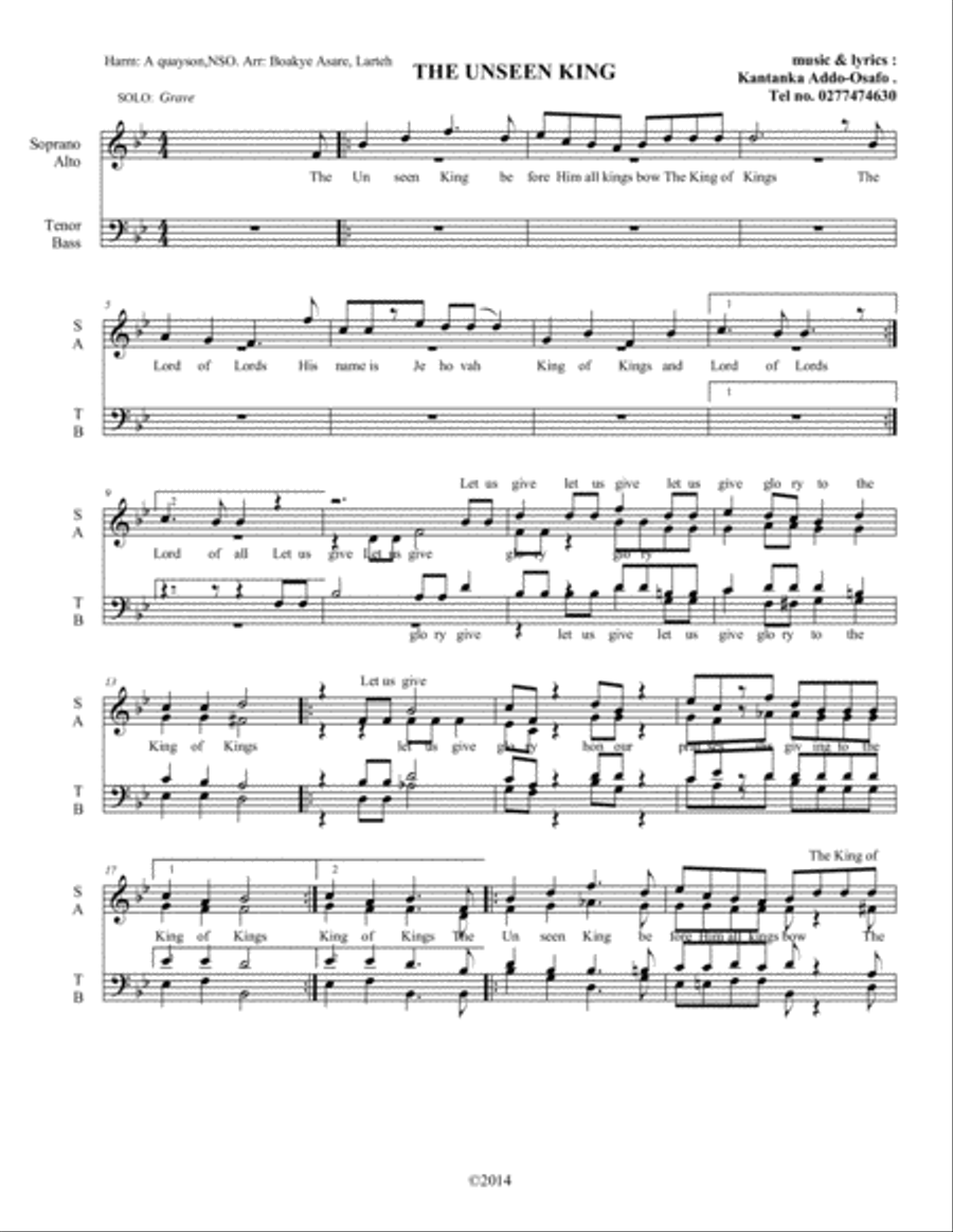 THE UNSEEN KING Small Ensemble scores gallery preview page 1