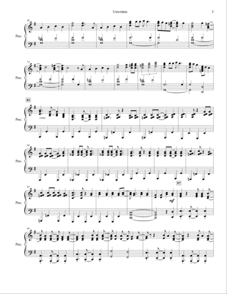Unwritten Piano Solo scores gallery preview page 3
