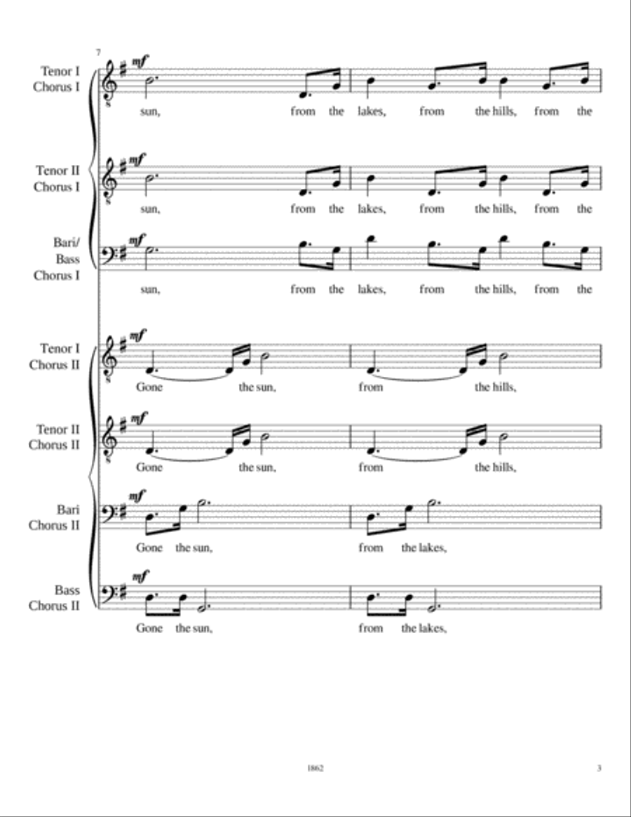 Silver Echo Taps (for double men's chorus) TTBB scores gallery preview page 3