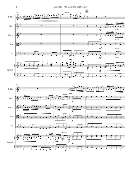 Marcello Oboe Concerto in G Minor for English Horn