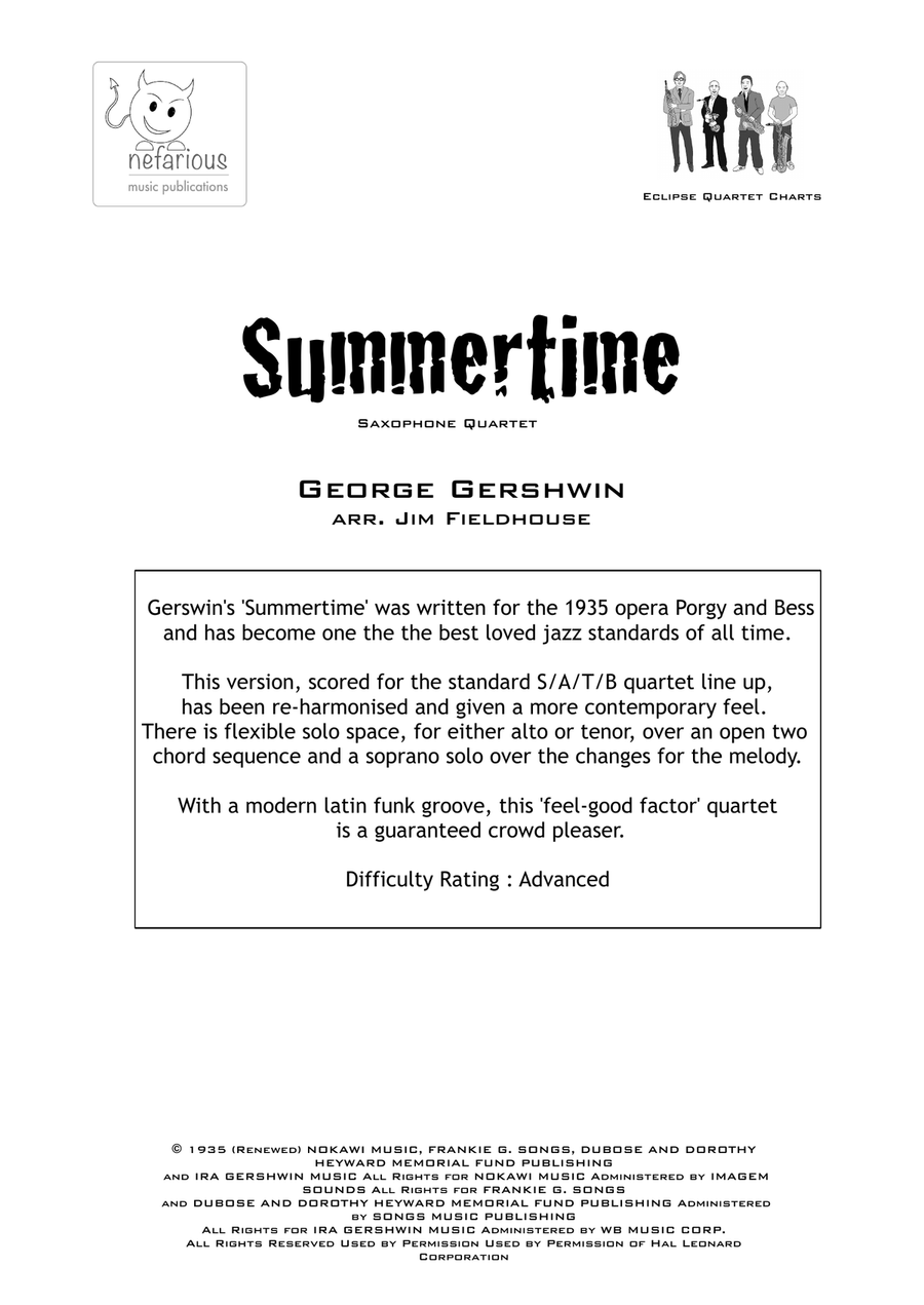 Summertime Saxophone Quartet scores gallery preview page 1