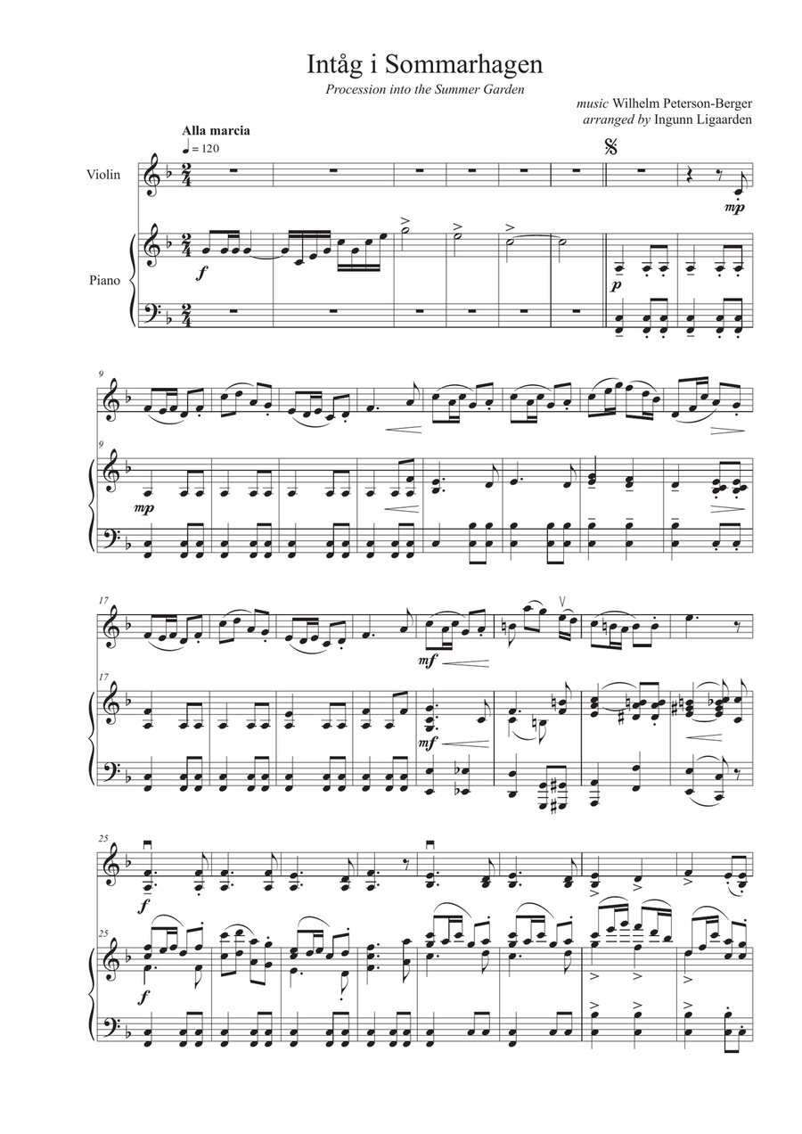 Intåg i Sommarhagen - violin & piano Violin scores gallery preview page 1