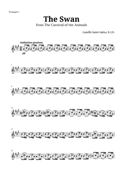 The Swan by Saint-Saëns for Brass Quartet with Chords image number null