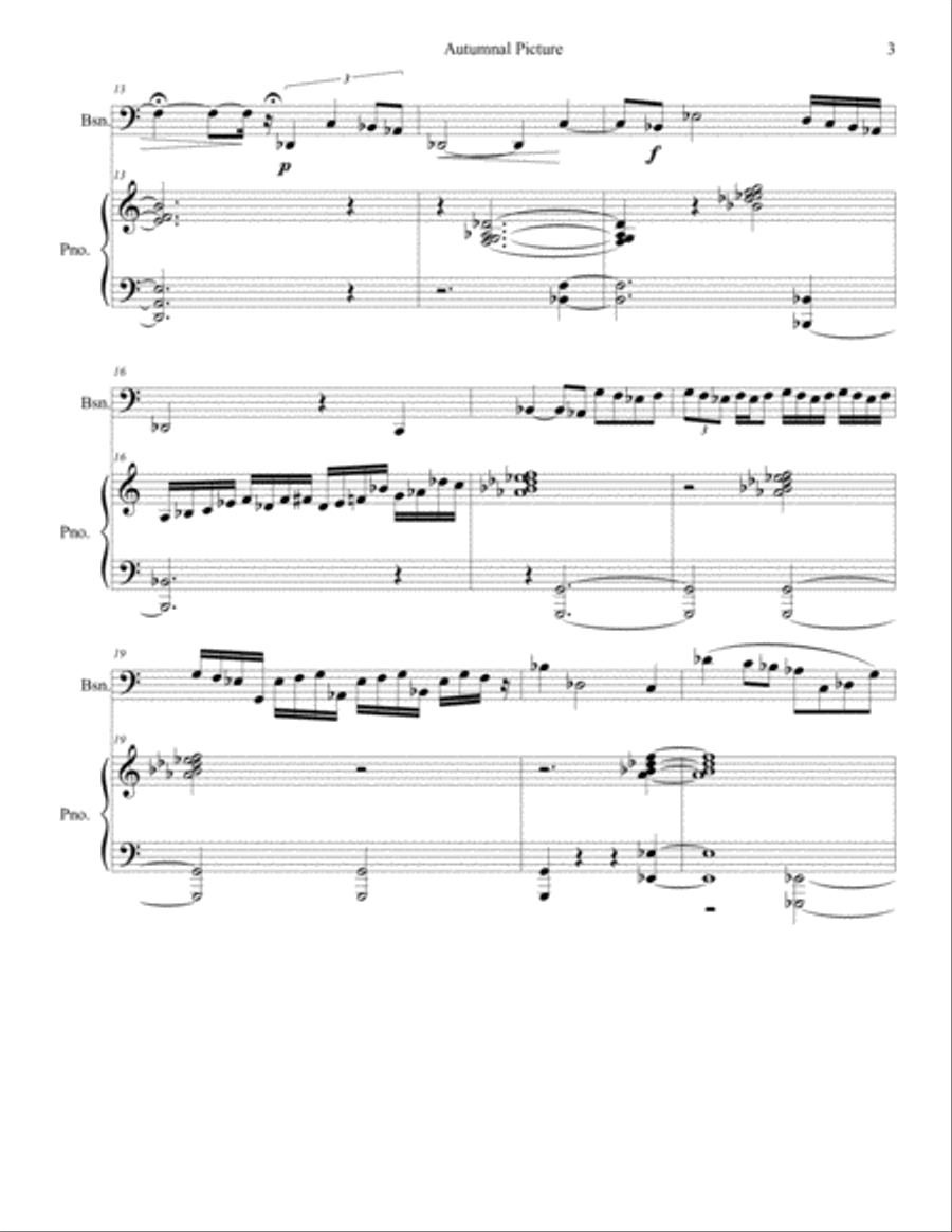 Autumnal Picture, for Bassoon and Piano, by Gregory Hamilton