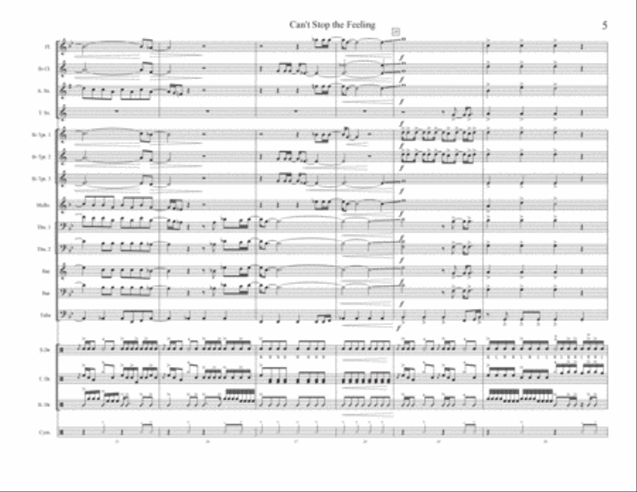 Can't Stop The Feeling! Marching Band scores gallery preview page 5